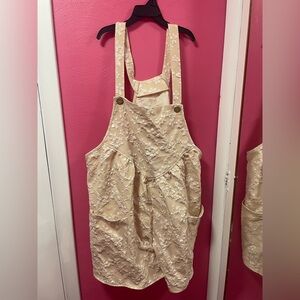 SHEIN Cream Lace Look Accent Overalls